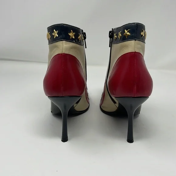Moschino Red White Blue Stars & Stripes Ankle Boots - Picture 4 of 15